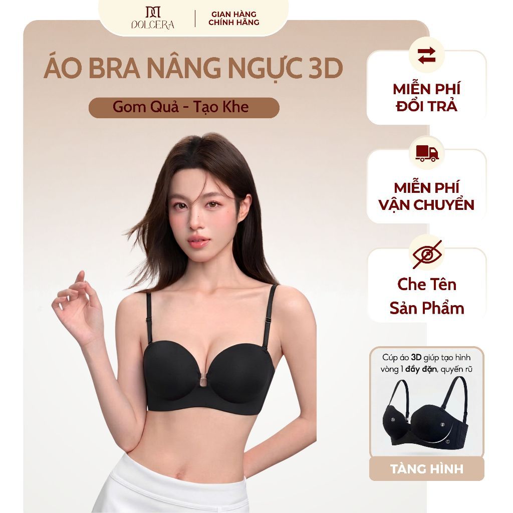 Áo Bra Nữ Nâng Ngực Dolcera Mút Dày 3cm, Áo Ngực Su Đúc Không Đường May, Tạo Khe Quyến Rũ, Tôn Dáng Vòng 1— 9588