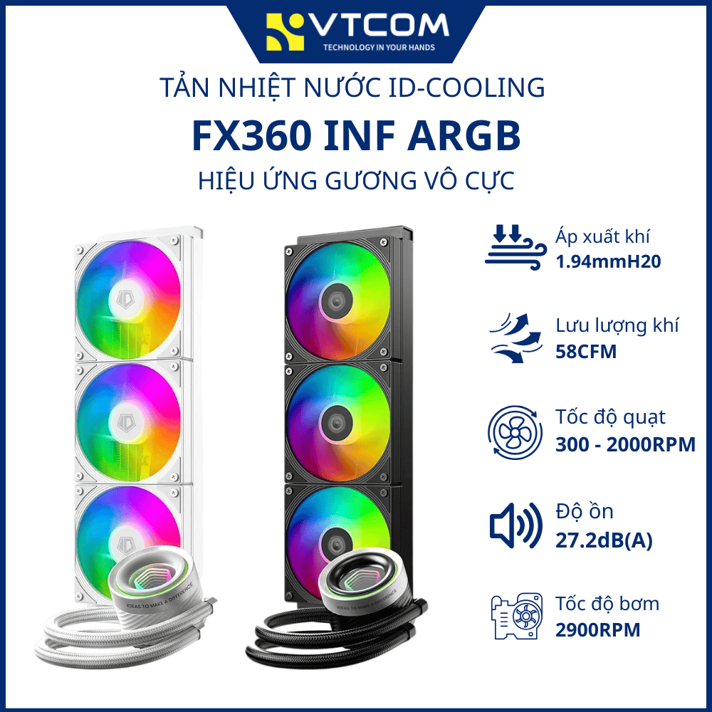 Tản nhiệt nước AIO ID-COOLING FX360 INF ARGB Radiator 360mm - Hàng chính hãng
