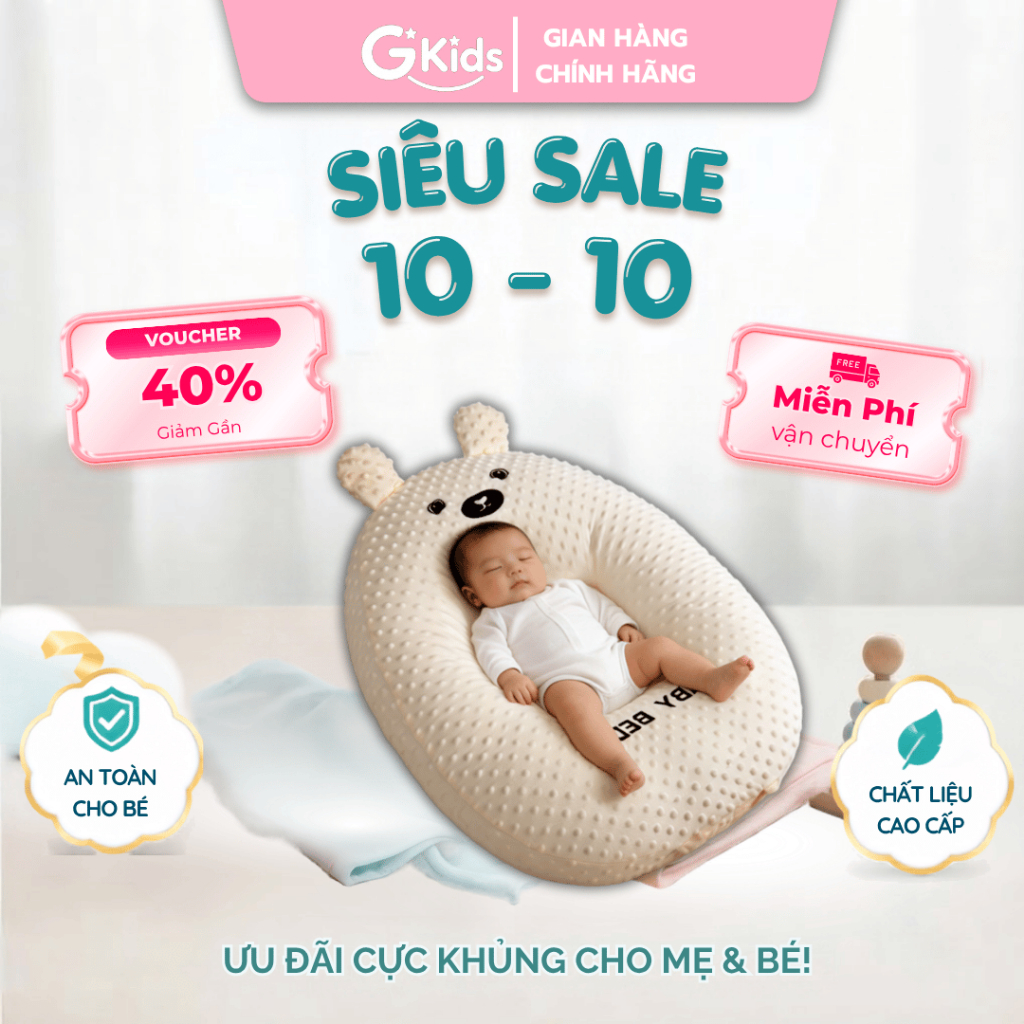 Gối chống trào ngược GKids cho bé giúp bé hạn chế tình trạng nôn trớ sau khi ăn - hỗ trợ bé tập lẫy