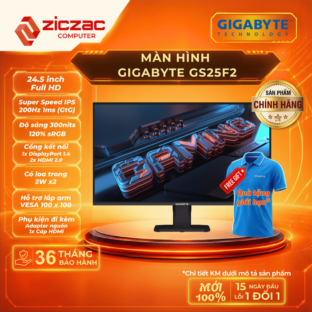 Màn hình Gigabyte GS25F2 25" 200Hz | GS27FA 27" 180Hz Full HD IPS gaming - Chính hãng