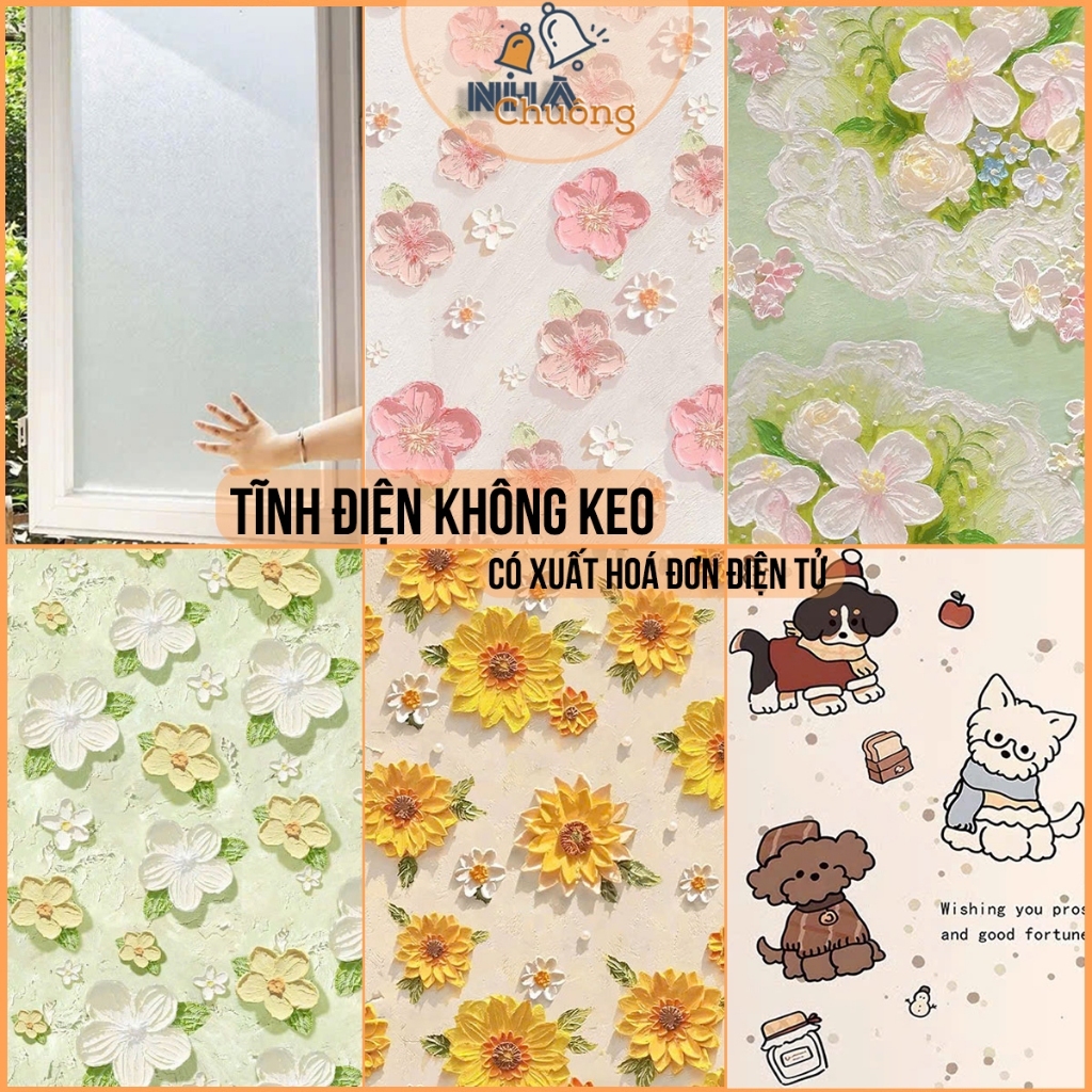 Giấy dán kính mờ TĨNH ĐIỆN KHÔNG KEO cao cấp siêu dày, decal dán mờ kính chống nhìn trộm, chống nắng