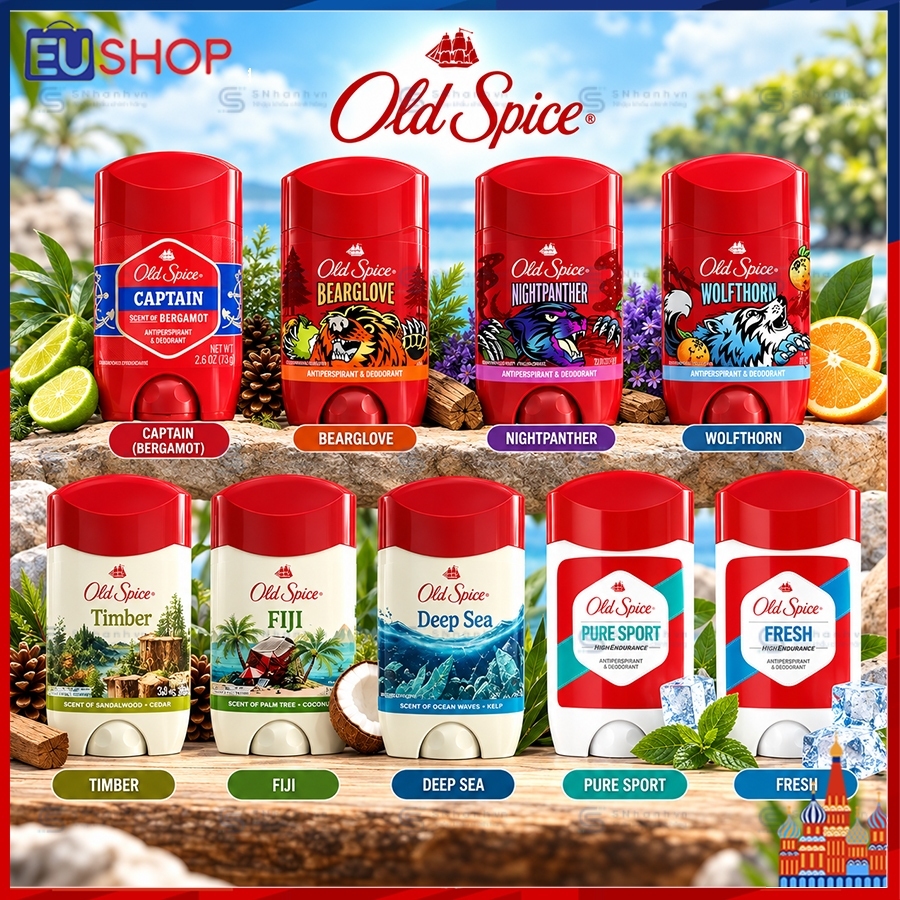 Sáp Khử mùi & Giảm tiết mồ hôi Old Spice nhiều mùi hương