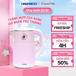 Ấm siêu tốc daewoo pastel hồng dek-mf180 dung tích 1.7l, inox 304 bh 1 năm
