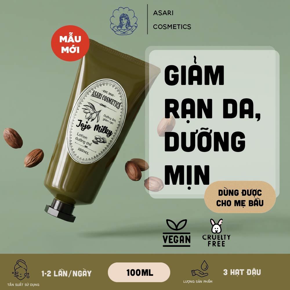 [100ml] Lotion dưỡng thể Jojo Milky giảm rạn da, dưỡng mịn handmade Asari Cosmetics