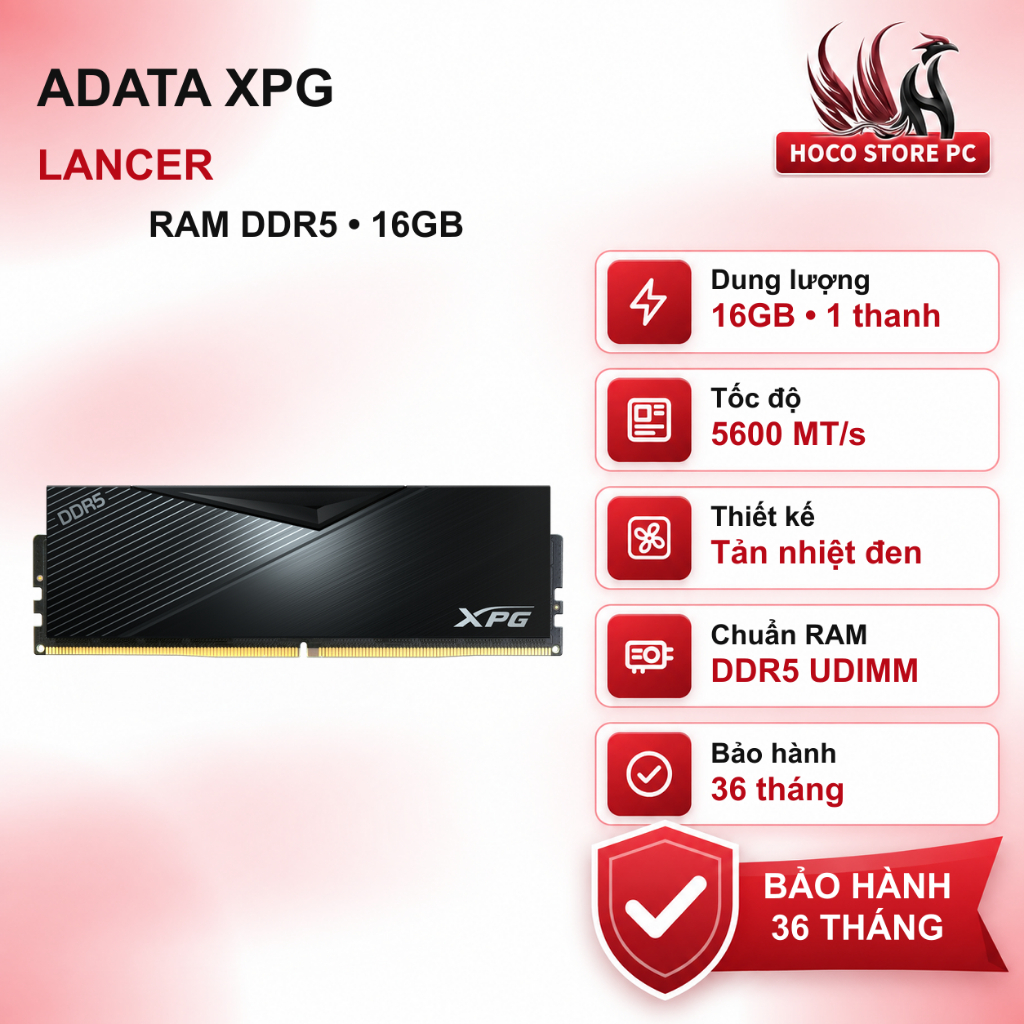 RAM ADATA XPG Lancer 16GB DDR5 5600 CL36 đen máy bàn