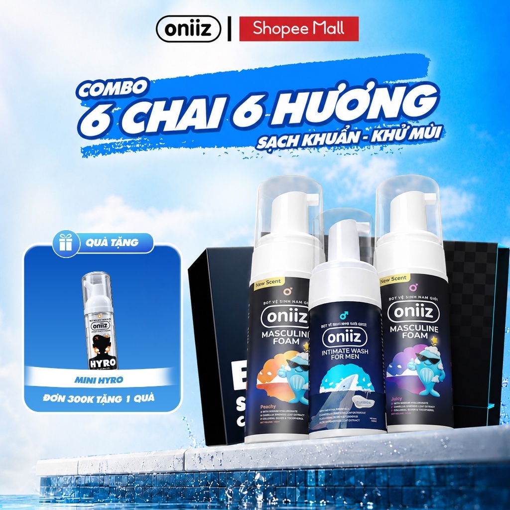 Dung dịch vệ sinh nam giới tạo bọt Oniiz 100ml - Bọt vệ sinh nam giới Plus hương Cocktail 145ml