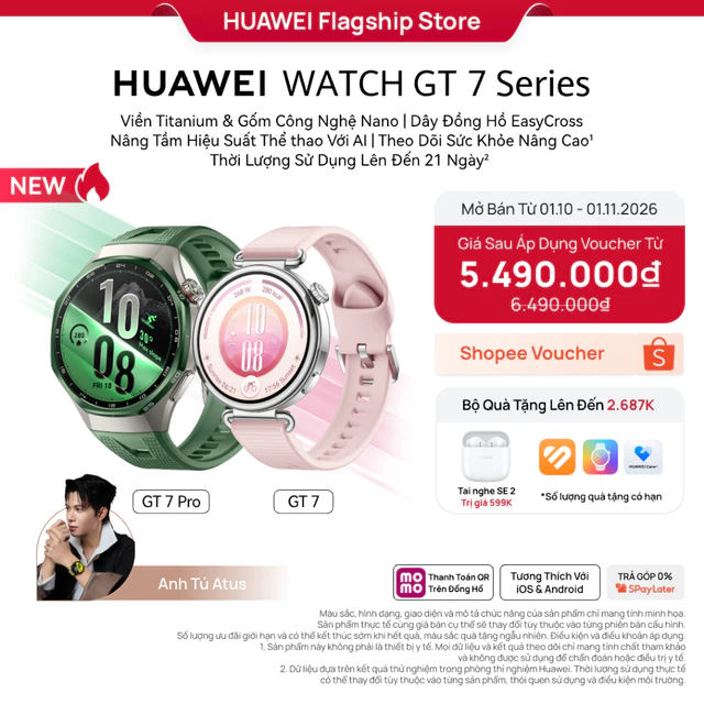 [10.10 GIẢM ĐẾN 18%| Đồng Hồ Thông Minh HUAWEI WATCH GT7 | Chăm Sóc Sức Khỏe Chuyên Sâu|Đạp Xe Nâng Cao|Pin Đến 21 Ngày
