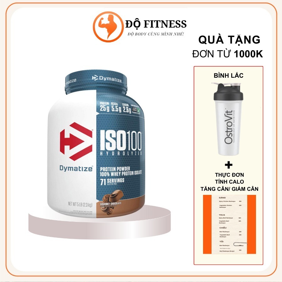 Dymatize ISO 100 5Lbs / 1,4Lbs - Whey Isolate Thủy Phân 25g Protein, Ít Béo Ít Carb, Hỗ Trợ Tăng Cơ