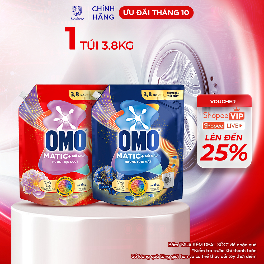 Nước giặt OMO Matic Chuyên Gia Giữ Màu 3.8KG (túi)