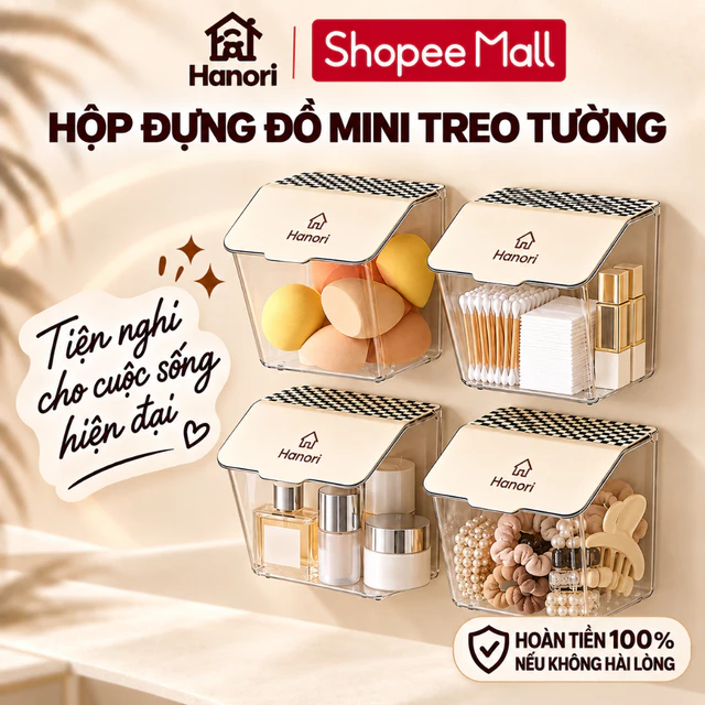 Hộp Đựng Đồ Mini Hanori Có Nắp Đậy Chống Bụi Đựng Mỹ Phẩm Gia Vị Hành Tỏi Đa Năng Tiện Lợi Gọn Gàng