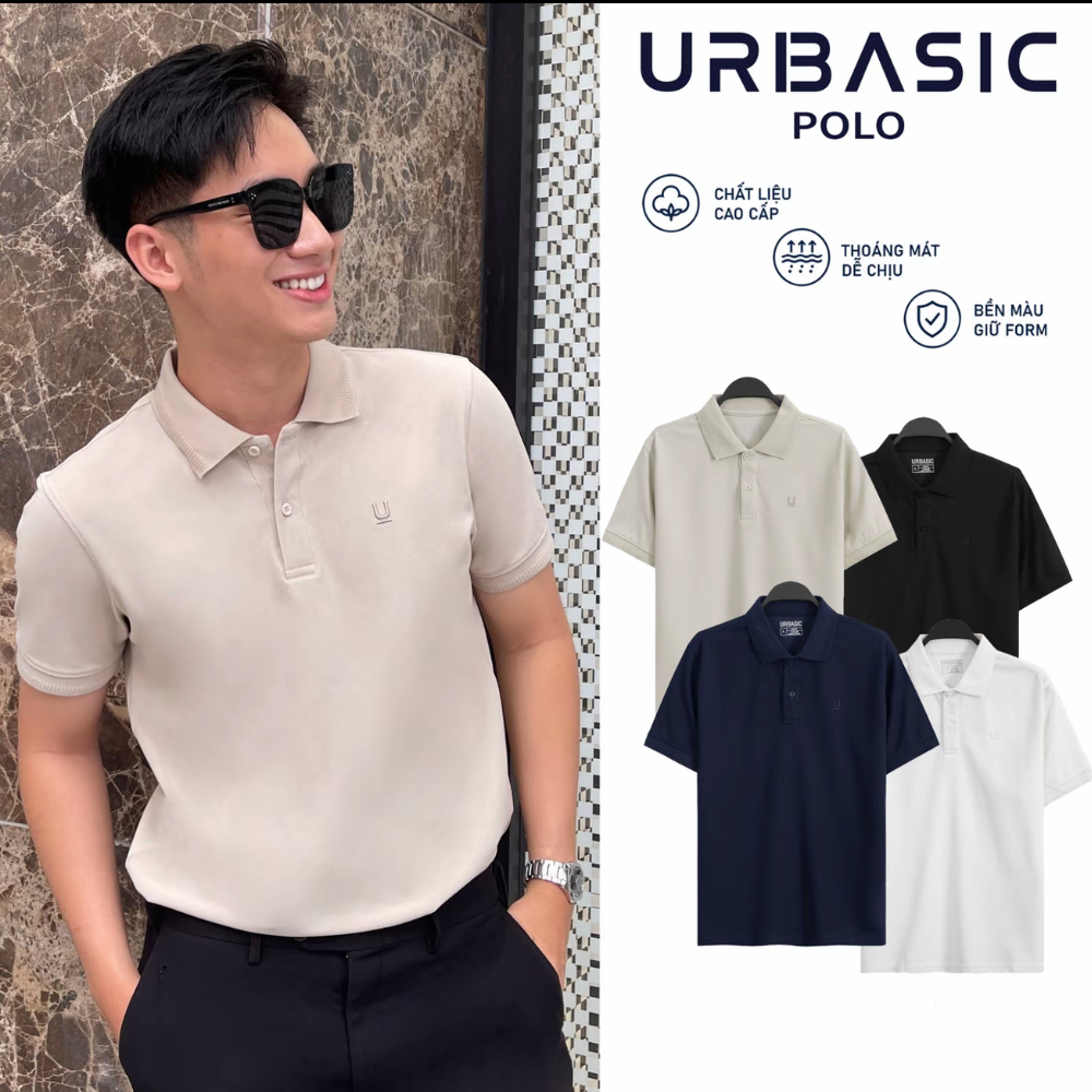 Áo PoLo nam URBASIC cá tính,Chất liệu cotton Tổ Ong Thoáng Khí,Tôn Dáng Size M-L-XL-XXL