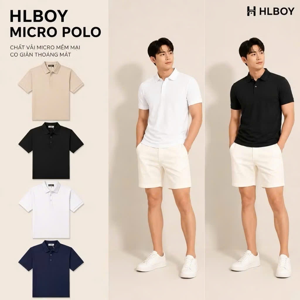 Áo Polo Nam HLBOY Vải Cá Sấu Mềm Mại Co Giãn 4 Chiều - Áo Thun Nam Cổ Bẻ Tay Ngắn Thoáng Mát Form Vừa
