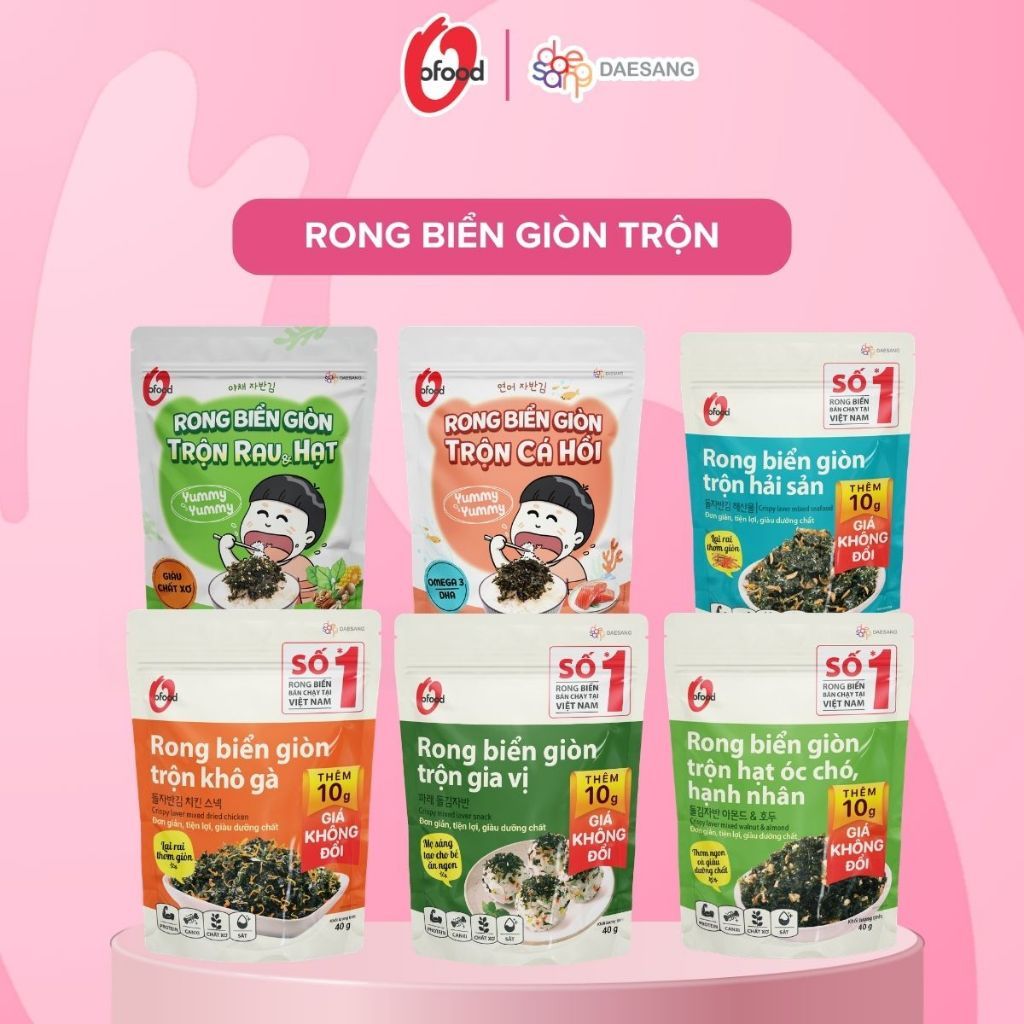 [O'FOOD VN] RONG BIỂN GIÒN TRỘN O'FOOD – RONG BIỂN ĂN VẶT ĂN LIỀN, NHIỀU VỊ NGON