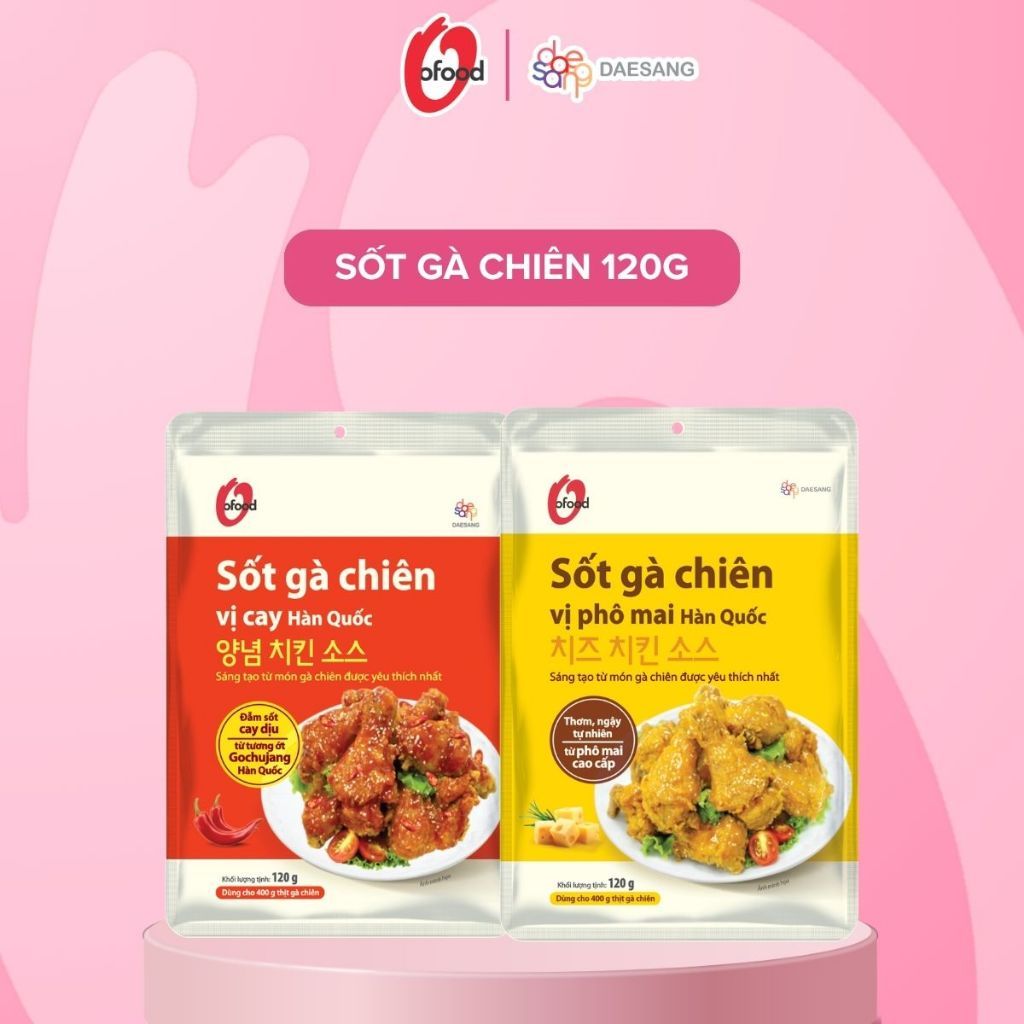 Sốt gà chiên 2 vị cay và phô mai O'food gói 120g