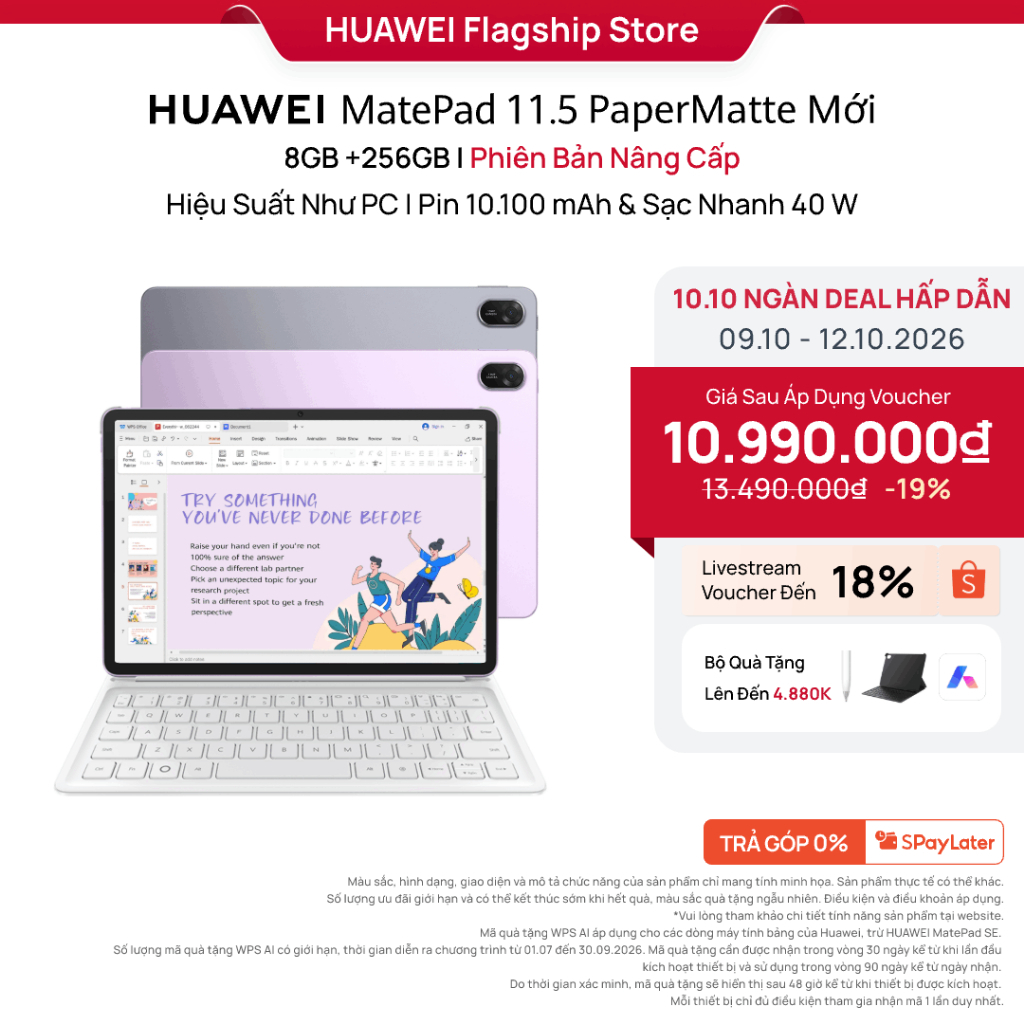 Máy Tính Bảng HUAWEI MatePad 11.5 | 8GB + 128/256GB | WPS Office PC Với Công Cụ AI | Pin 10,100 mAh | Sạc Nhanh 40W