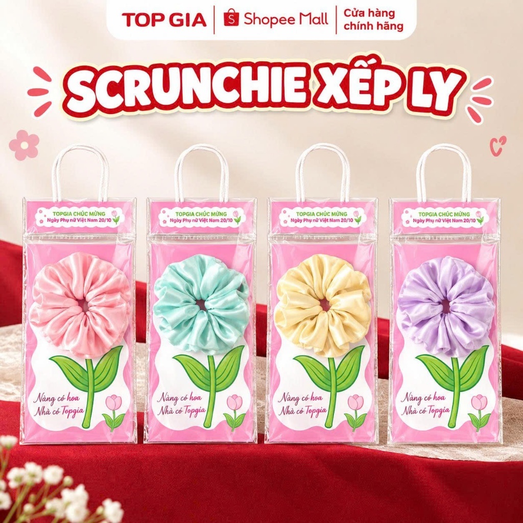 [QUÀ TẶNG] Scrunchie xếp ly Topgia hình bông hoa ý nghĩa, quà tặng Ngày Phụ nữ Việt Nam 20/10