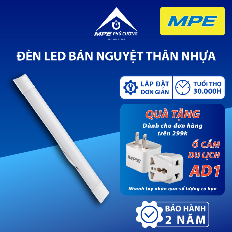 (CHÍNH HÃNG) MPE - Đèn LED Bán Nguyệt thân nhựa 18W - 36W - 48W 2 màu trắng - vàng tiêu chuẩn Châu Âu MPE Phú Cường