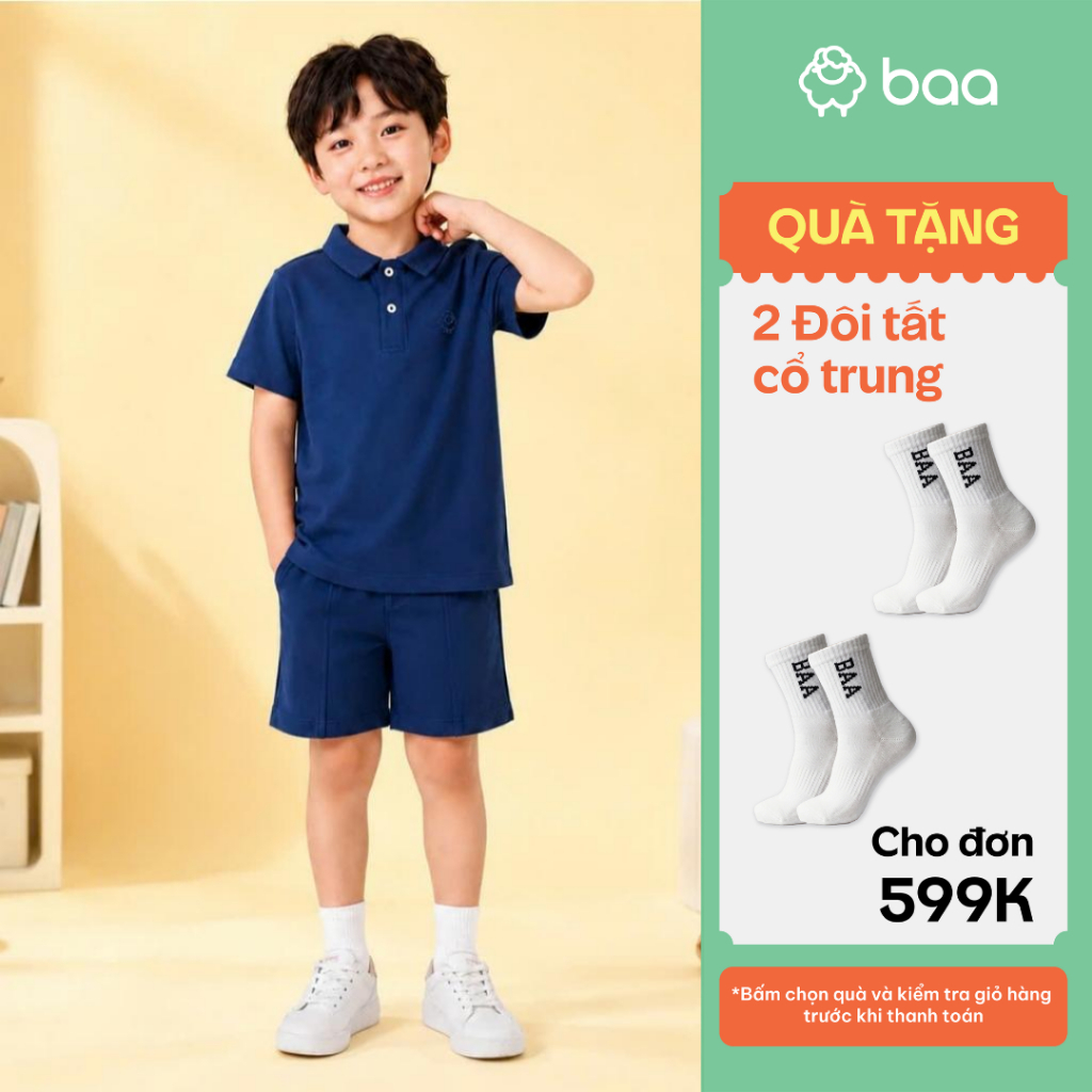 Set polo thể thao bé trai pickleball siêu nhẹ thoáng khí 1-10 tuổi BaaActive…