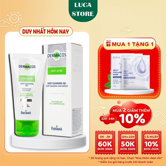 Sữa Rửa Mặt Sạch Sâu Farmona Dermacos Anti-Acne Deep Cleansing 150ML