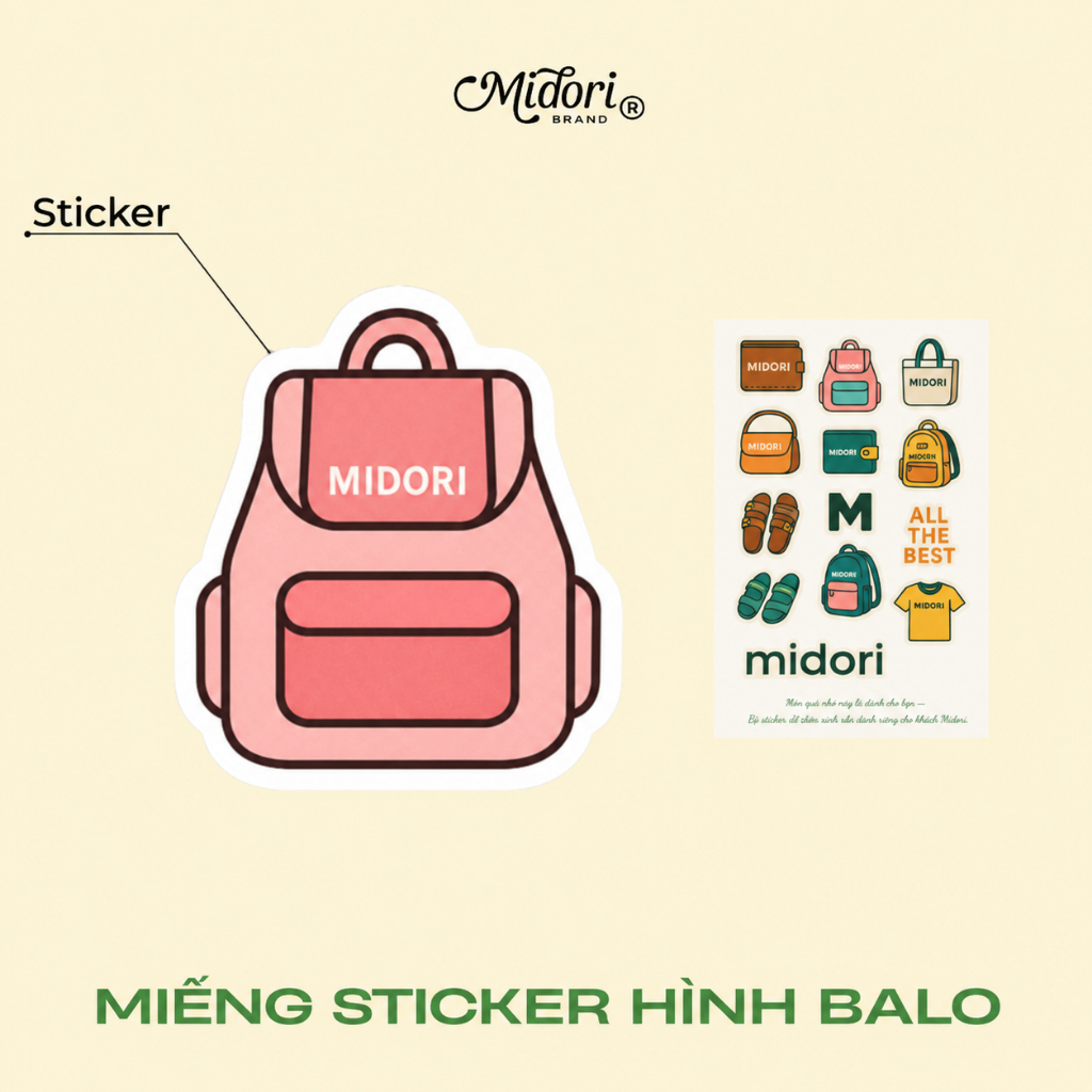 [S1] Sticker Hình Dán Hình Balo Túi Xách Dép Áo Trang Trí Dễ Thương | MIDORI STUDIO