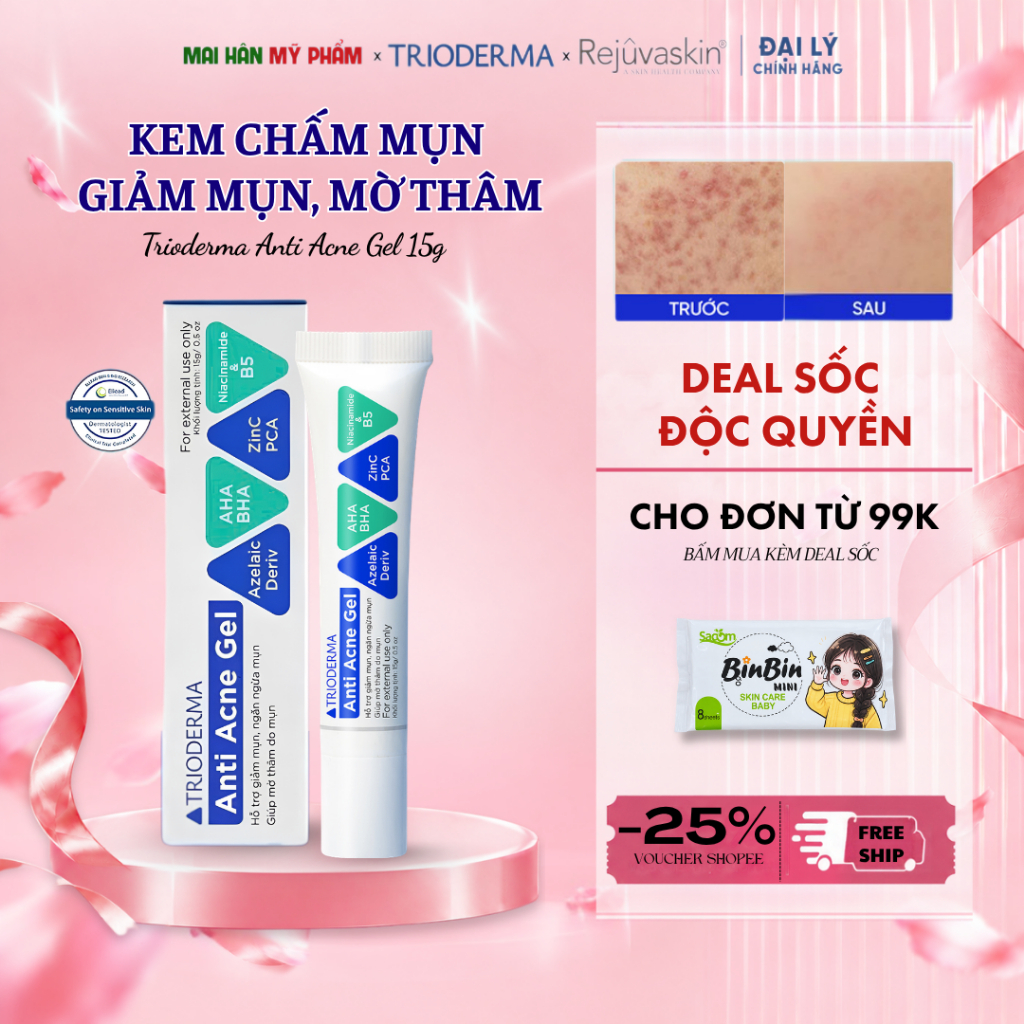 Gel Chấm Mụn Trioderma Hỗ Trợ Giảm Mụn, Gom Cồi, Giảm Sưng Viêm, Ngừa Thâm Mụn…
