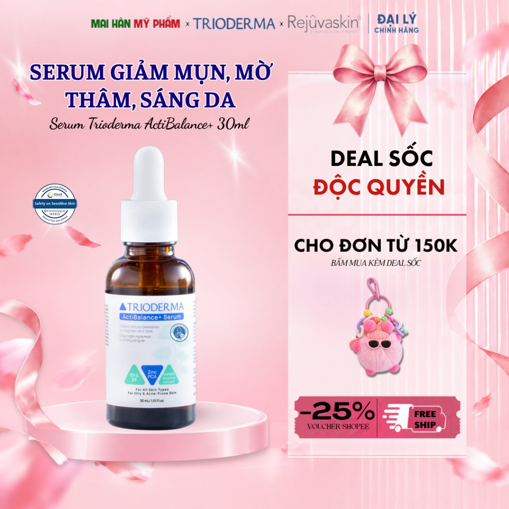 Serum Trioderma ActiBalance+ 30ml Giảm Mụn Mờ Thâm Sáng Da với Niacinamide & Zinc PCA Cho Da Dầu Mụn