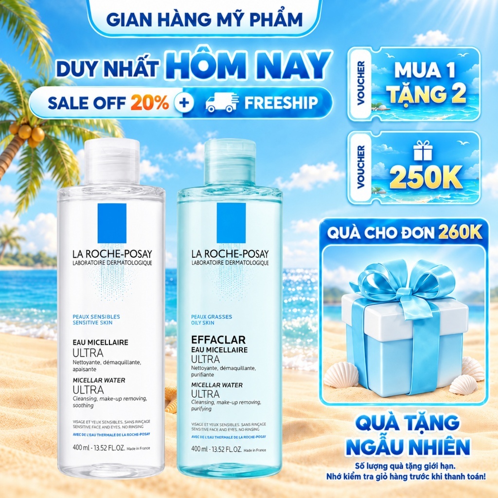 Nước Tẩy Trang Làm Sạch Sâu Cho Da Nhạy Cảm La Roche-Posay Micellar Water Sensitive Skin 400ml [ Sản Phẩm Chính Hãng ]