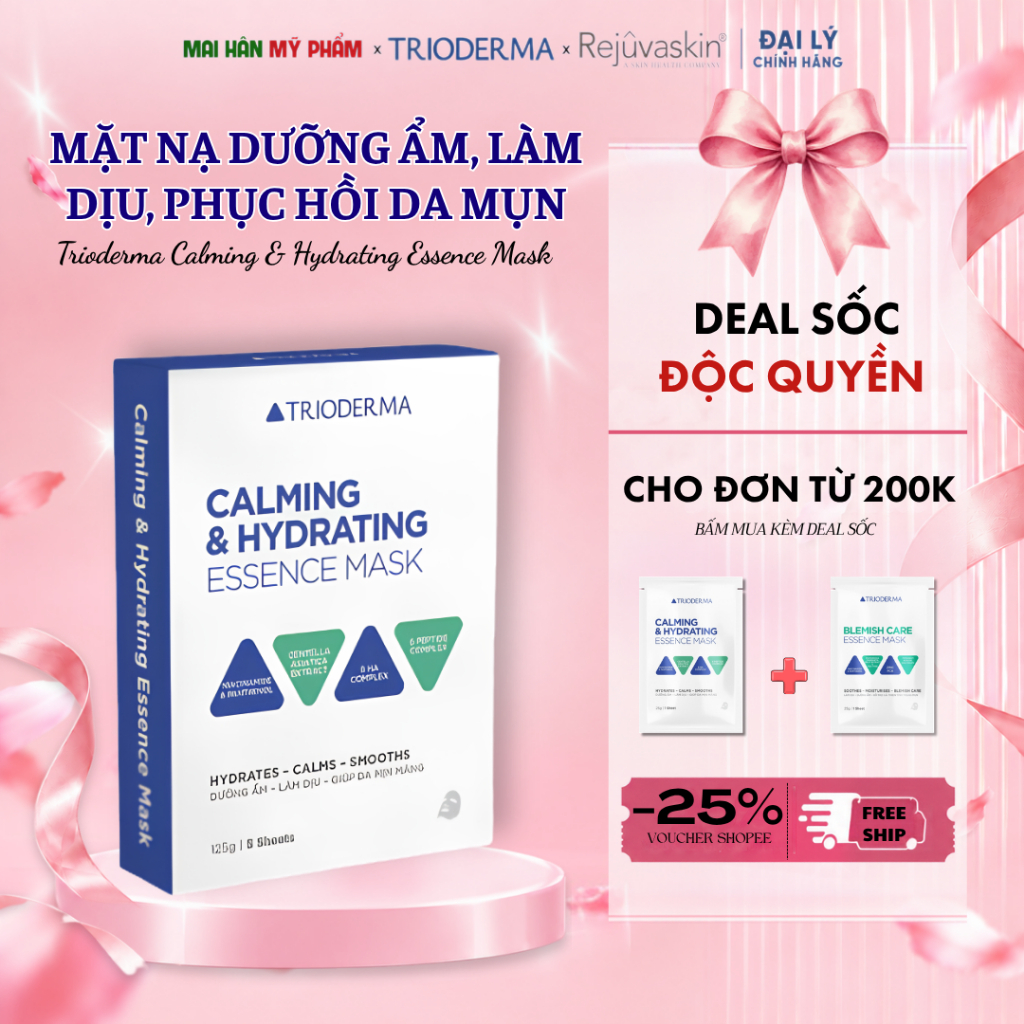 Mặt nạ dưỡng ẩm Trioderma Calming & Hydrating Essence Mask làm dịu, phục hồi da 25g