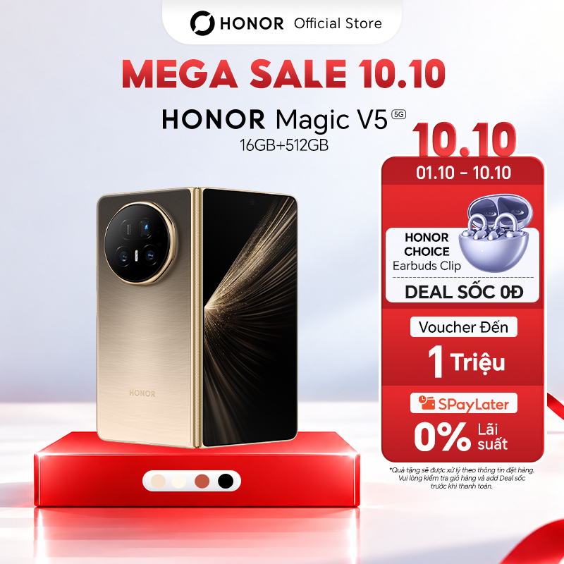 Điện Thoại Cao Cấp HONOR Magic V5 16GB+512GB | Pin 5820mAh | Màn hình 7.95 inch | Snapdragon 8 Elite
