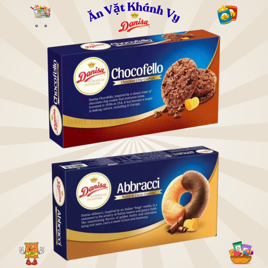 Bánh Quy Bơ & Cacao Danisa Chocofello - Abbracci Hộp 150G - 168G - HÀNG CHÍNH HÃNG