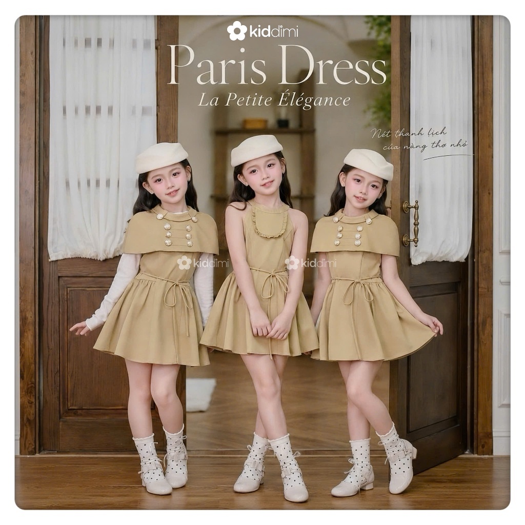 (Chính hãng Kiddimi) Váy tiểu thư cổ điển, sang trọng, thanh lịch cho bé gái - PARIS DRESS