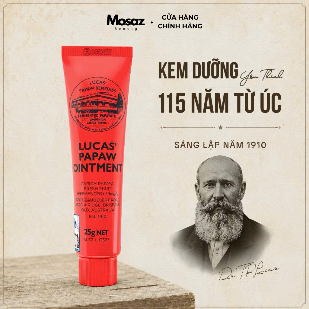 Kem Dưỡng Đu Đủ Lucas Papaw Úc 115 Năm - Dưỡng Môi Mềm Mịn, Giảm Khô Nứt Môi & Gót Tay Chân