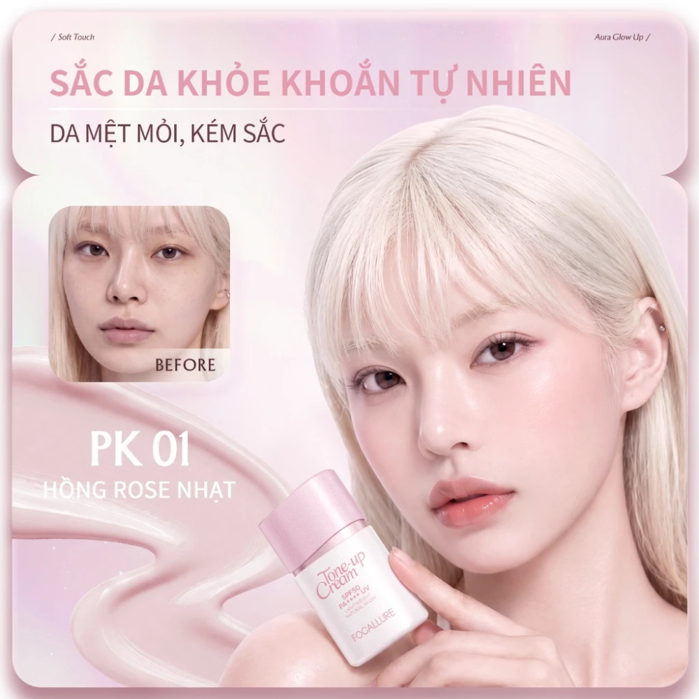 Ảnh 6 của Kem Lót Focallure TOUCH Aura Tone-Up Cream SPF50+ PA++++ nâng tông, chống nắng