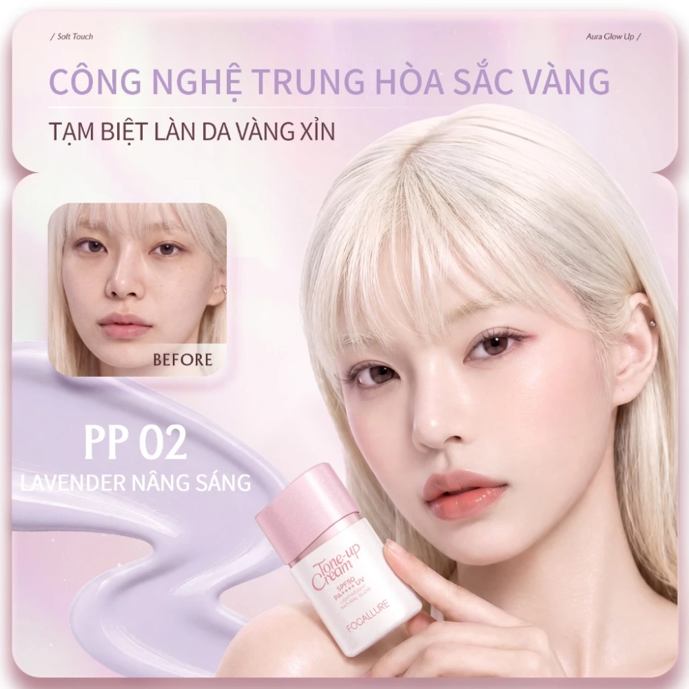 Ảnh 7 của Kem Lót Focallure TOUCH Aura Tone-Up Cream SPF50+ PA++++ nâng tông, chống nắng