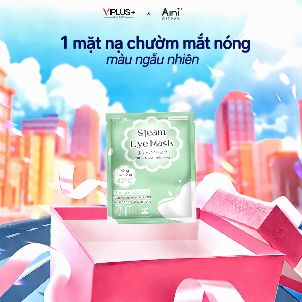 [GIFT] 1 miếng mặt nạ xông hơi chườm mắt nóng thư giãn VIPLUS+Steam Eye Mask - Bịt Mắt Thư Giãn Trước Khi Ngủ