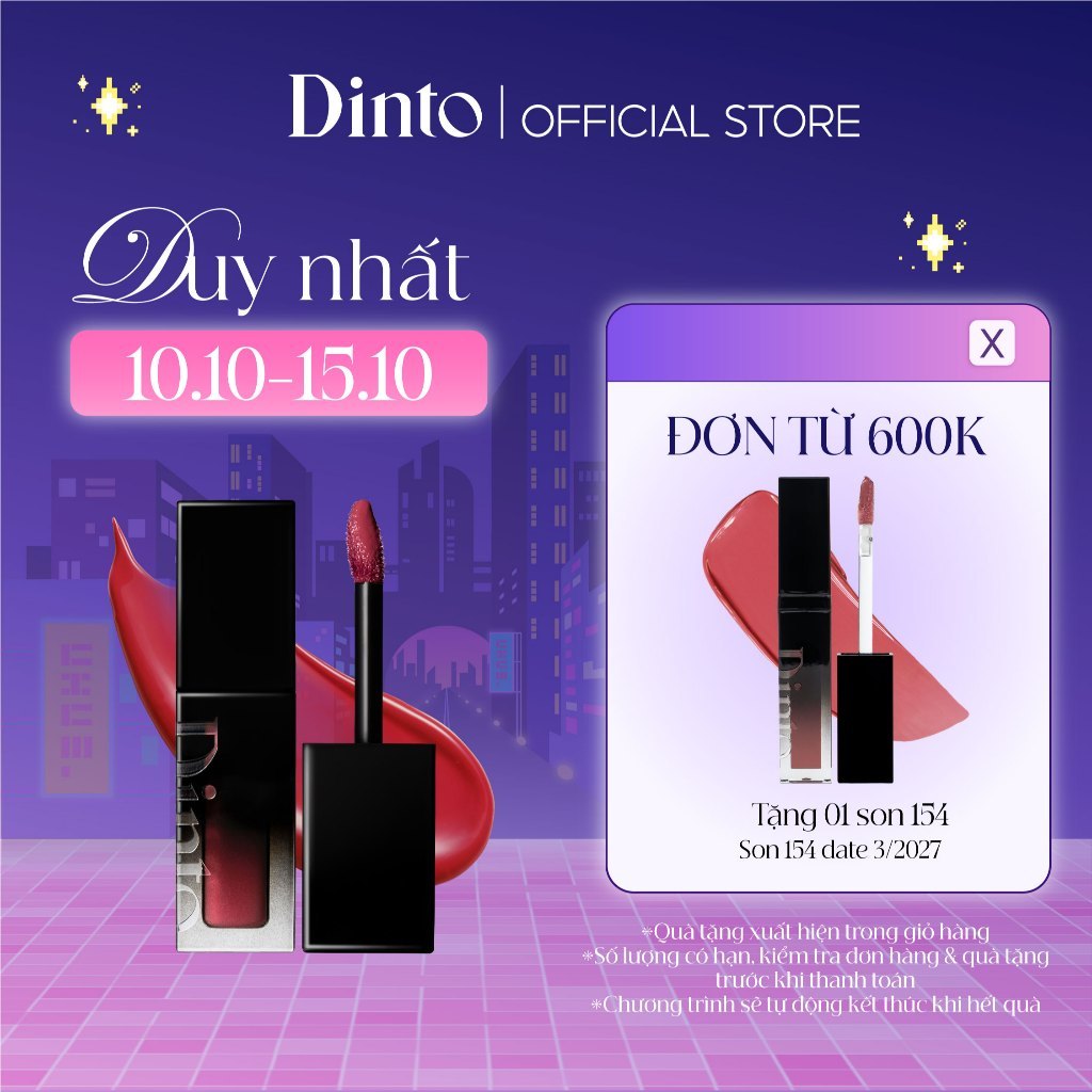 Son Tint Bóng Lì Thuần Chay Lâu Trôi Cho Môi Căng Mọng DINTO Blur-Glowy Lip Tint 25 màu 3,5gam