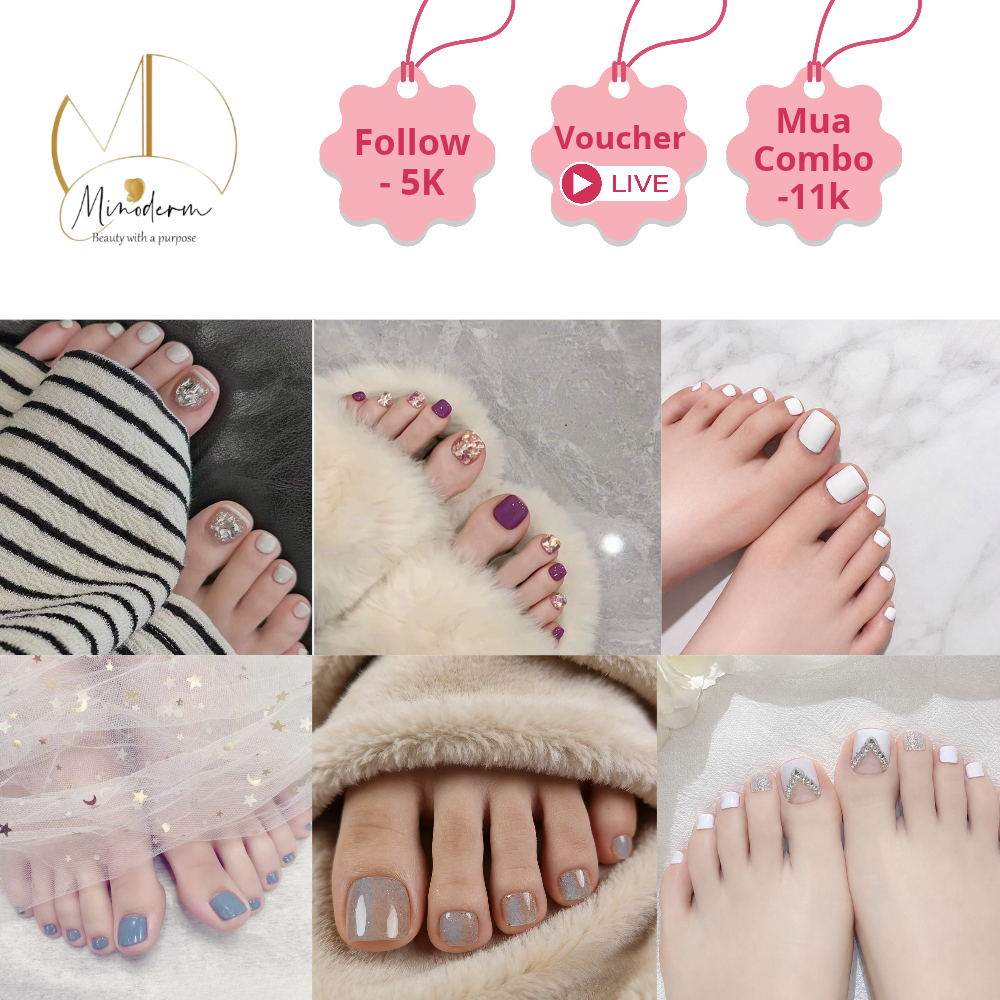 Ảnh 2 của Móng chân giả BEABIAI Nail box kèm keo gắn, thiết kế trơn, đính đá sang trọng