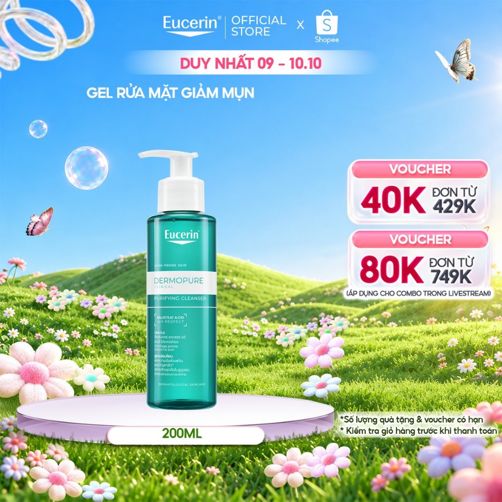 Gel rửa mặt cho da dầu mụn Eucerin® DermoPure Clinical Purifying Cleanser 200ml | Skincare