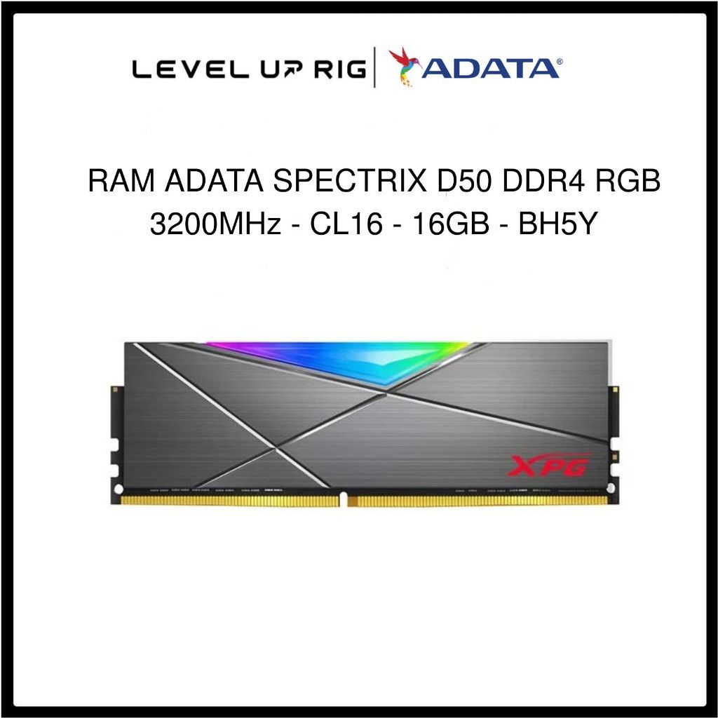 RAM ADATA SPECTRIX D50 DDR4 RGB (Xám) - 3200MHz - CL16 - 16GB - BH5Y