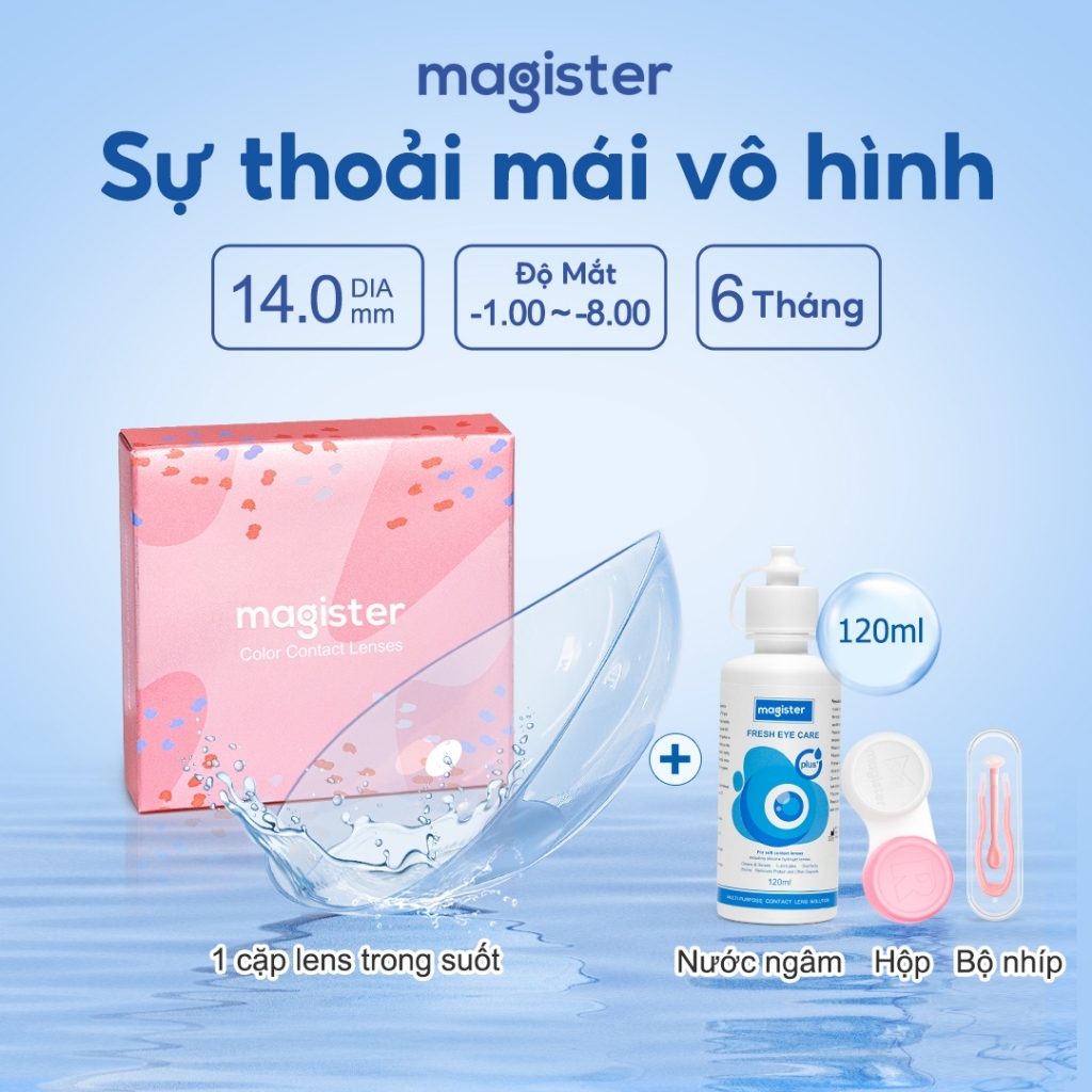 🏆【Trong Suốt lens】Lens Magister Kính Áp Tròng Clear Lens Độ Cận 0~8.00 6 Tháng DIA 14.0mm 12giờ Không khô lens cận tròng