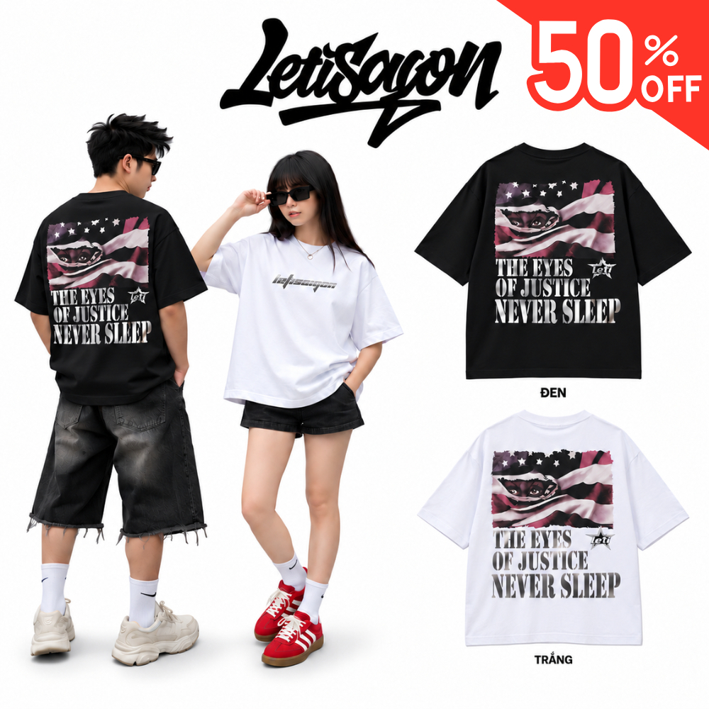 Áo Thun Form Boxy Rộng LETISAIGON In Tráng Gương Unisex 270Gsm Cotton Vải…