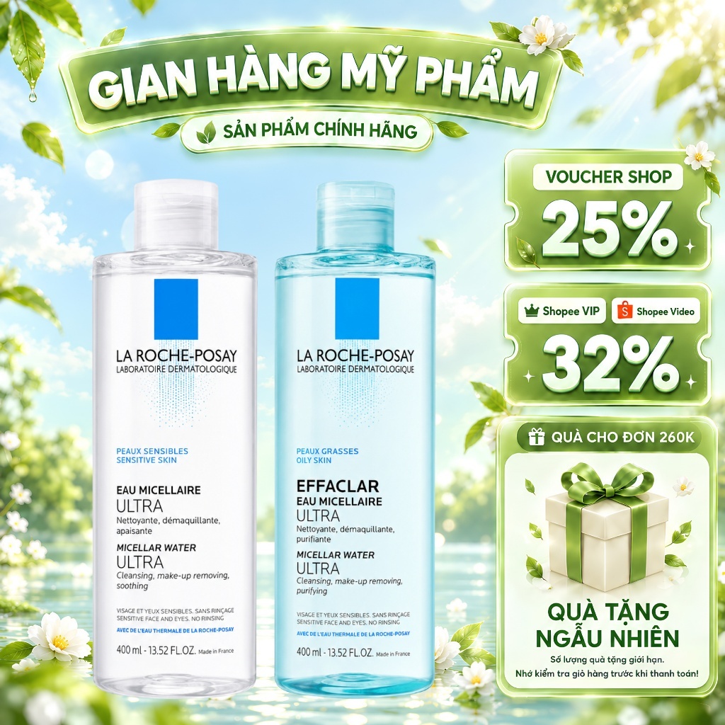Nước Tẩy Trang Làm Sạch Sâu Cho Da Nhạy Cảm La Roche-Posay Micellar Water Sensitive Skin 400ml [ Sản Phẩm Chính Hãng ]