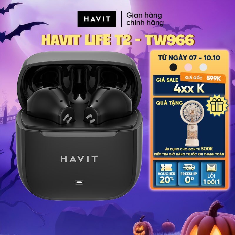 Tai Nghe Không Dây Havit LIFE T2 - TW966 4 Mic ENC Chống Ồn Bluetooth 6.0 Pin…