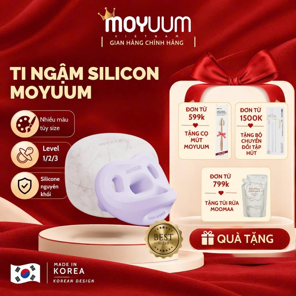 Ti ngậm Silicon nguyên khối Moyuum - Thế hệ 3 - kèm hộp đựng - full size.