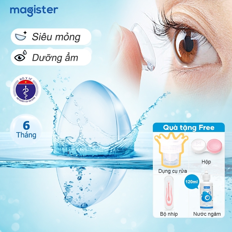 Lens Magister Kính áp tròng 1-8 độ trong suốt lens cận 6 tháng 1cặp 12 giờ Không khô lens cận giãn tròng
