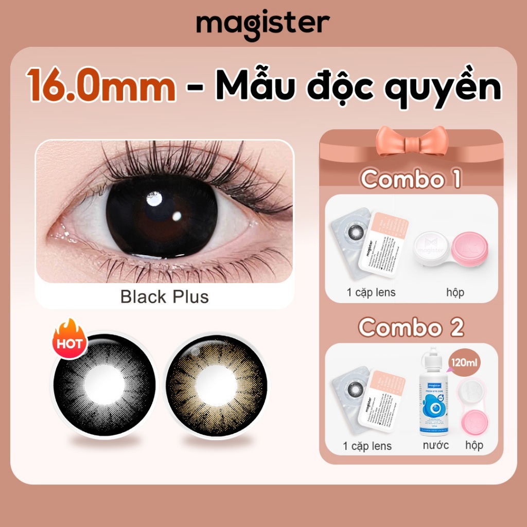 Lens Magister Kính áp tròng 14.2-16.0mm Ống kính đen 1 cặp / 2 chiếc 16mm Búp bê mắt to