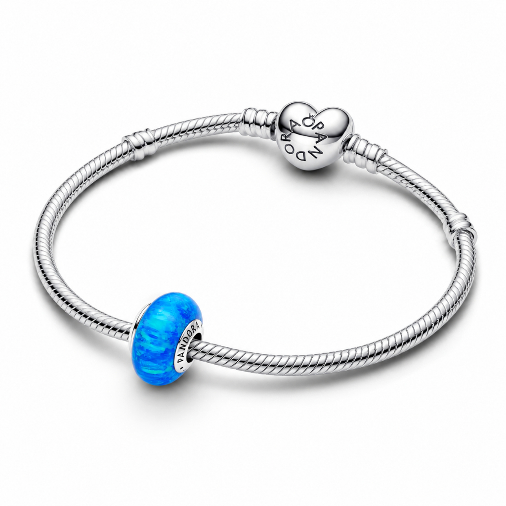 Vòng Tay Bạc Pandora Moments Khóa Trái Tim mix charm Opal Xanh Dương - Đại Dương Lấp Lánh - Shimmeri