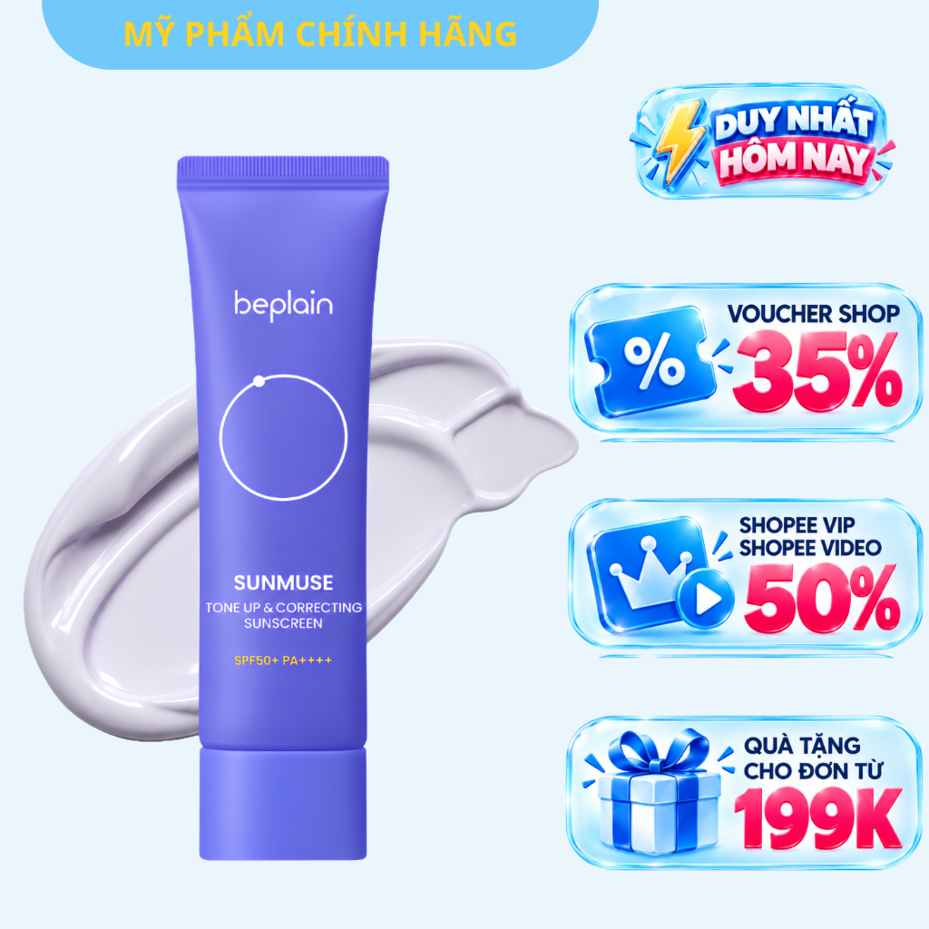 Kem chống nắng BEPLAIN Sunmuse lai Vật Lý Hoá Học Nâng Tone Hiệu chỉnh da SPF…