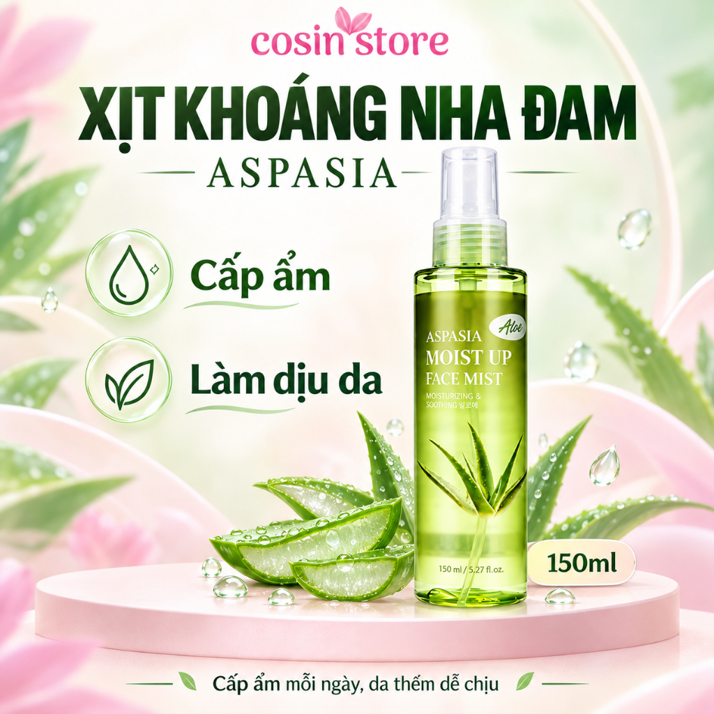 Xịt khoáng Cấp Ẩm Aspasia Moist Up Face Mist 150ml shop Cosin Store Xịt khoáng nha đam Aspasia