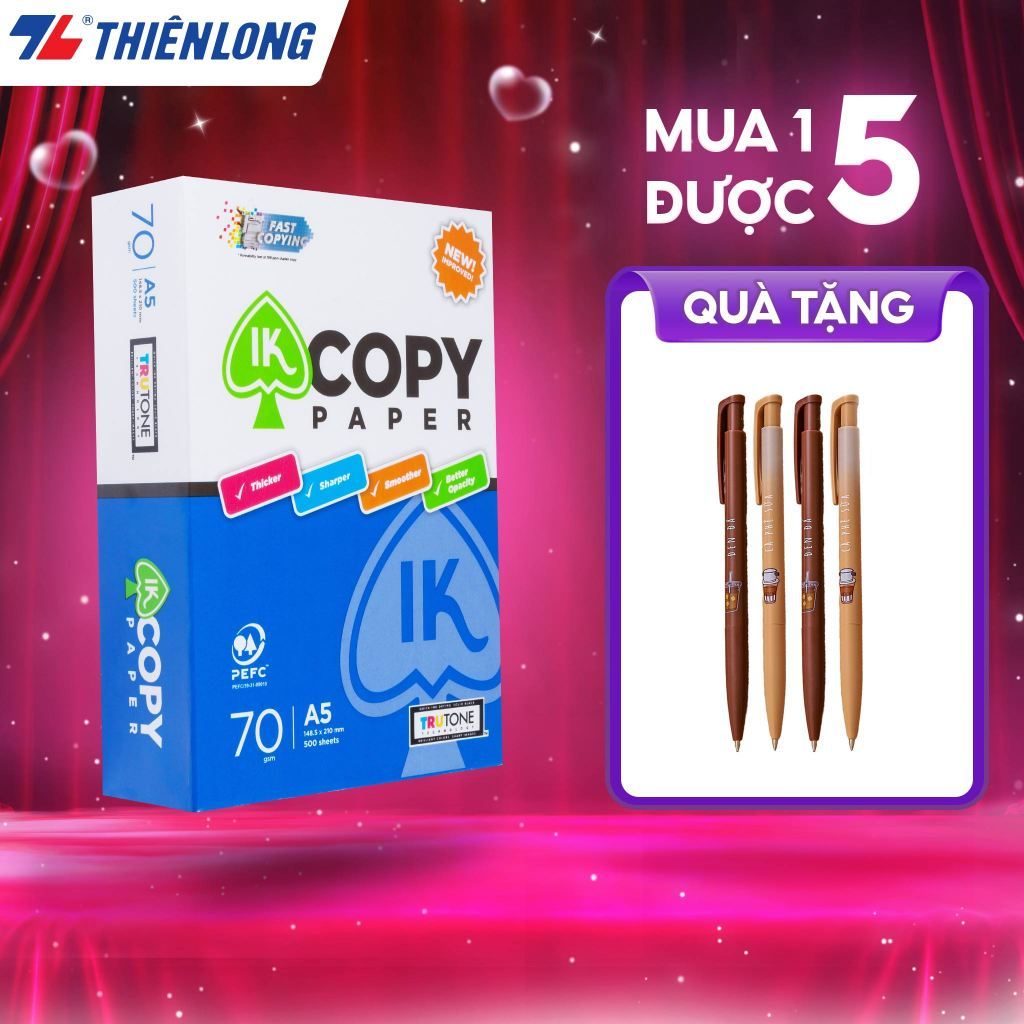 Combo 10 Ream giấy A5 70 gsm IK Copy (5000 tờ) - Hàng nhập khẩu Indonesia…